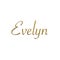 Evelyn  - Female name . Gold 3D icon on white background. Decorative font. Template, signature logo.