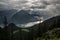 Evening above Achen lake with dramatic cloudy sky, The Brandenberg Alps, Austria, Europe