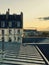 The evening above the Parisians looftop, view of the haussmannian building in the center of Paris, France