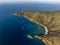 Evening aerial high angle drone view of Blue Pearl Bay on Hayman Island