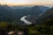 Evening aerial view of Nong Khiaw, La