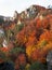 Evening autumnal red colored view from Sulov rockies