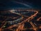 In the evening, Bangkok\\\'s orange-lit roads weave through the city, creating a striking contrast against the night sky.