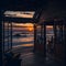 Evening beach beautiful wooden cottage view ai generated