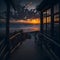 Evening beach beautiful wooden cottage view ai generated