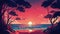 Evening on the beach, sunset chill, relax, manga style, comic illustration, generative ai