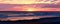 Evening beach sunset, sunrise in ocean. Coastal waves, pink clouds. Summer nature landscape. Seaside view horizon. Cartoon flat st