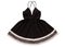 Evening black gown, dress with flared skirt and decollete, black