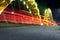 Evening bridge with red illumination in Danang, Vietnam.