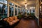 evening capture of colonial revival home sunroom