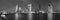 Evening cityscape, panorama, black and white banner - view of Rotterdam with Tower blocks in the Kop van Zuid neighbourhood and Er