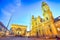 Evening cityscape and view on Theatine Church of St. Kajetan or Theatinerkirche and Feldherrnhalle in Munich