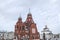 The evening clouds skyline at Assumption Cathedral,Known as `Sobor Uspeniya Presvyatoy Bogoroditsy` is Dormition Cathedral, Vladim