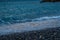 Evening on a coast. Abstract blue closeup on transparent background. Beach vacation. Water splash. Foam water. Liquid