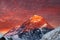 Evening colored view of Everest from gokyo valley