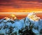 Evening colored view of Everest from Kala Patthar