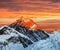 Evening colored view of Mount Everest from Kala Patthar