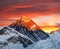 Evening colored view of Mount Everest from Kala Patthar