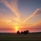 Evening, Colorful sunset sky background in Golden Sky Hour with Romantic Orange, Yellow sunlight clouds Summer season