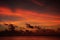 Evening dark red sky on Flic En Flac Beach, Mauritius
