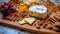 Evening Delight: A Cheeseboard of Savory and Sweet Treats on Marble Countertop