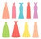 Evening dresses for women. Vector illustration. Female textile, flat design