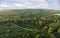 Evening drone aerial panoramic picture from a Hungarian landscape , near the lake Balaton