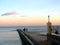 Evening embankment and people walking