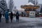 in the evening in frosty weather, families and friends gather at VDNG, where a New Year\\\'s fair was opened