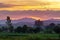 In the evening, the golden sky, mountain views in Chiang Mai Thailand