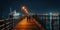 evening harbor ,port at Night in Tallinn , on the pier walking people ,romantic couple, cruise ship