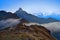 Evening in the Himalaya mountains. Machapuchare peak, Fish tail.