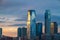 Evening image of the skyline of Jersey City in the state of New Jersey