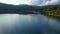 Evening lake aerial panorama