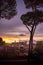 Evening landscape. Rome at sunset.