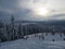 Evening landscape and ski resort