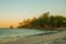 Evening landscape of a small island and the sea. Boracay, Philippines