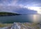 Evening light on the Ceredigion cliffs and Cardigan Island from Mwnt, Wales