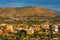 Evening light on on distant mountains and the city of Riverside