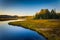 Evening light on a stream and mountains near Tremont, in Acadia