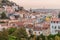 Evening Lisbon from Miradouro da Graca viewpoint, Portug