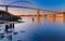 Evening long exposure of the bridge over the Chesapeake and Delaware Canal in Chesapeake City, Maryland