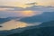 Evening Mediterranean landscape. Sunset. Montenegro, view of Gulf of Kotor and Tivat city