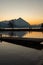 Evening mood at the lake of Thun in Unterseen in Switzerland