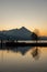 Evening mood at the lake of Thun in Unterseen in Switzerland