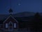 Evening Moon Over Small School House