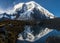 Evening mount Salkantay or Salcantay and lake in Peru