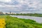 Evening on Narew river at cloudy day in Lomza