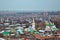 Evening old Suzdal cityscape from rooftop. Churches, monasteries and old houses