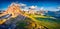 Evening panorama of Gardena valley.